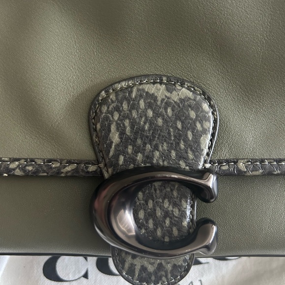 Soft Tabby Snake-Trim Leather Shoulder Bag - Picture 6 of 16